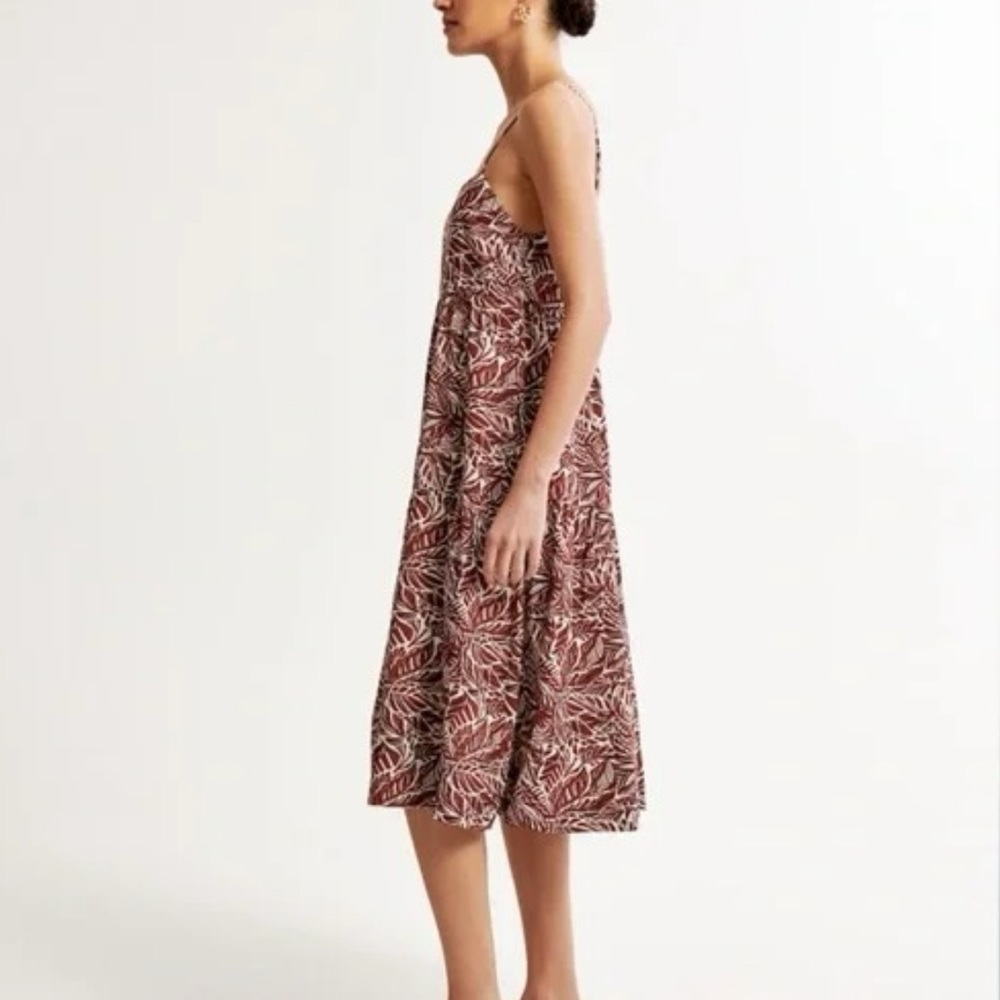 ABERCROMBIE | Brown & Cream Trapeze Midi Dress | SIZE XXS - Picture 3 of 8